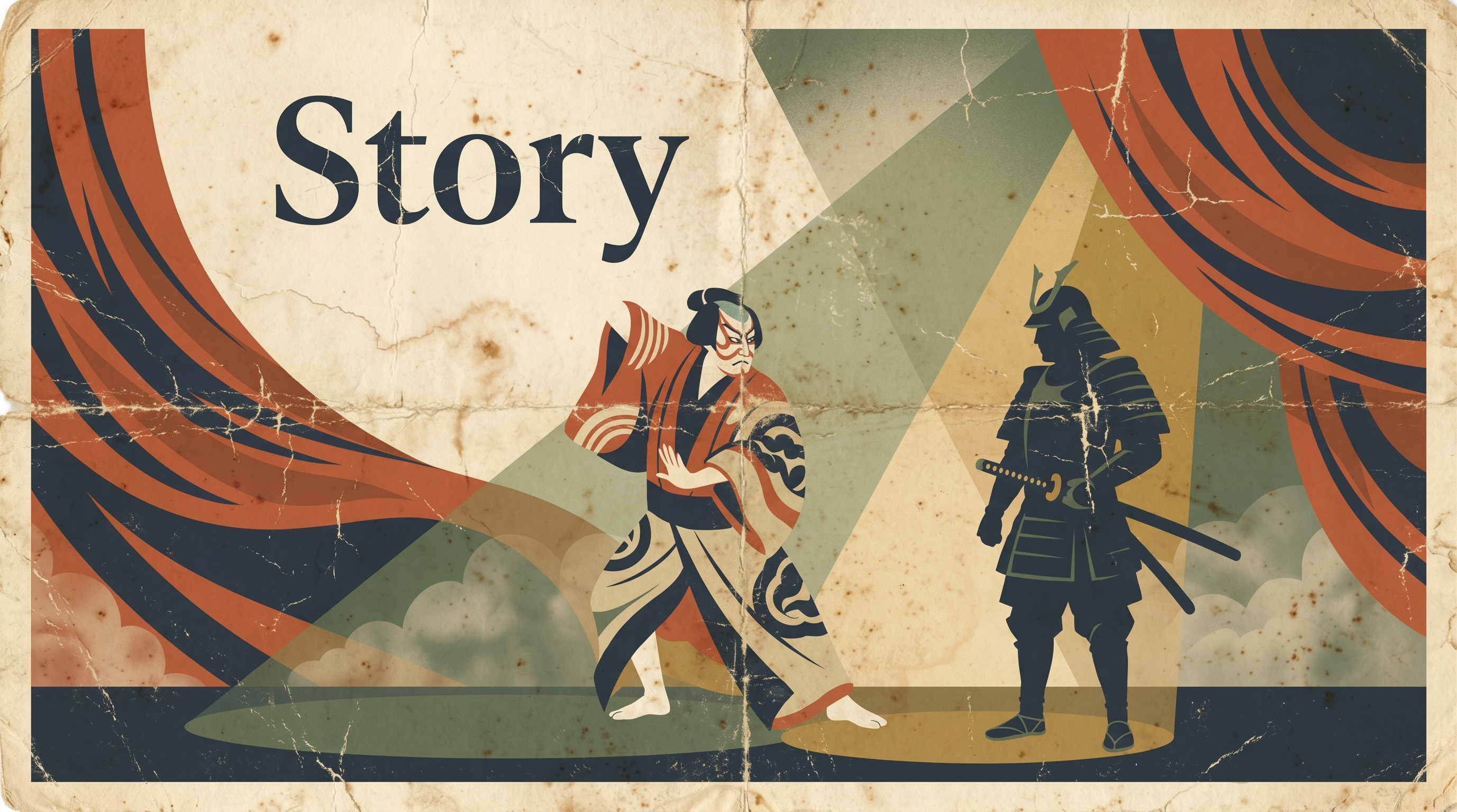 歌舞伎役者と武将のイラスト、世界の旅行者が語る日本体験ストーリー